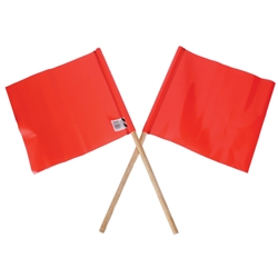 Multi Message Orange PVC Flag with Wooden Handle  300 x 300mm