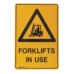 Warning Forklifts In Use Poly Sign 600x450mm