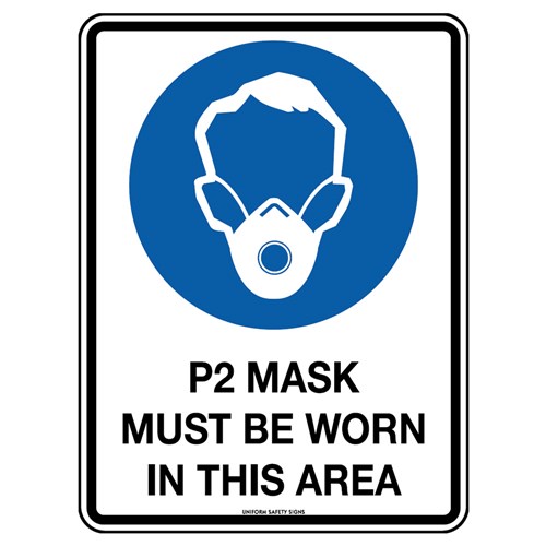 Mandatory Sign - P2 Mask Must Be Worn In This Area Poly Sign 300x225mm