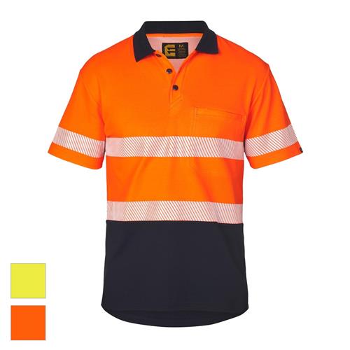 ELEVEN Workwear Spliced Hi-Vis 'Hoop' Taped Cotton Back Polo Shirt