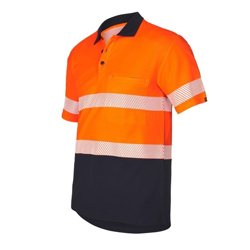 ELEVEN Workwear Spliced Hi-Vis 'Hoop' Taped Cotton Back Polo Shirt