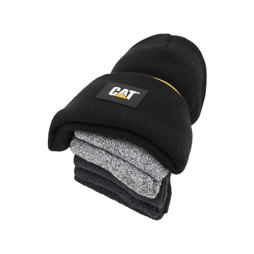 Black CAT® Knit Beanie with 5 pair of socks