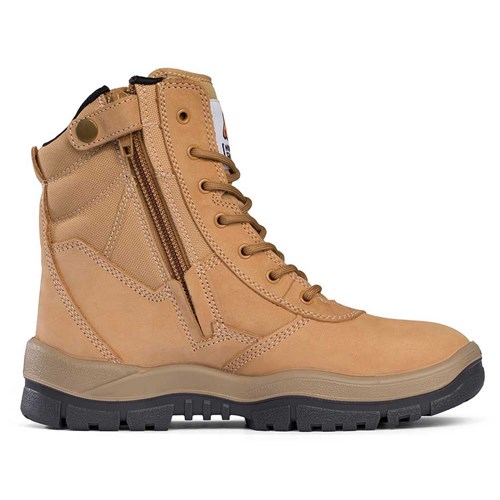MONGREL 'P' Series Side Zip Hi-Leg Lace Up Work Safety Work Boots - Wheat