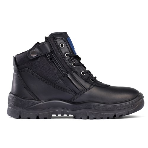 MONGREL 'P' Series Side Zip Lace Up Work Safety Boots - Black