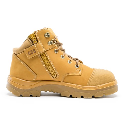 Steel Blue Parkes Side Zip Steel Toe Scuff Cap Lace Up Work Safety Boots - Sand