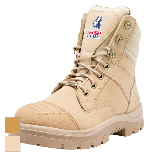 Steel Blue Southern Cross® Side Zip Steel Toe Scuff Cap Lace Up Work Safety Boots - Sand