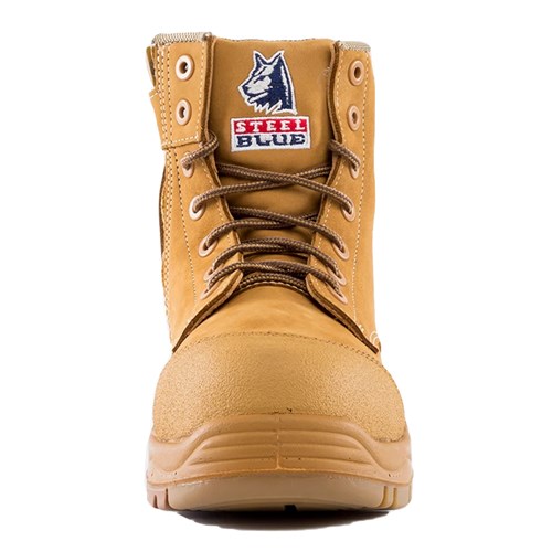 Steel Blue Argyle Side Zip Composite Toe Scuff Cap Lace Up Work Safety Boots - Wheat