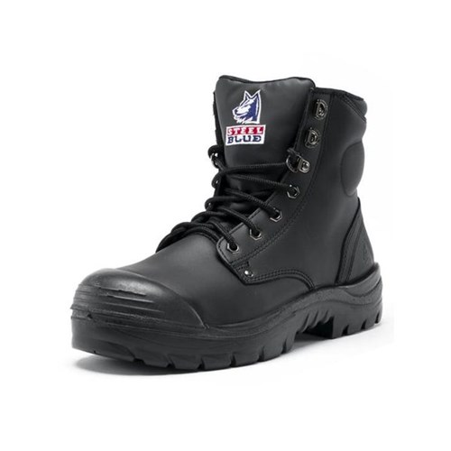 Steel Blue Argyle Steel Toe Bump Cap Lace Up Work Safety Boots - Black