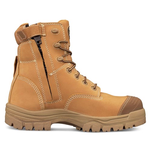 Oliver 150mm Side Zip Lace Up Work Safety Boots - Wheat