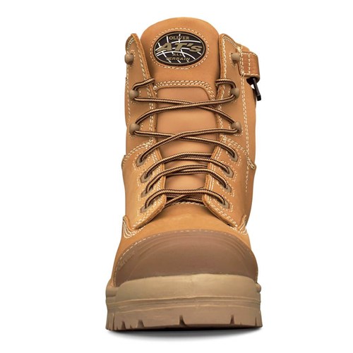 Oliver 150mm Side Zip Lace Up Work Safety Boots - Wheat