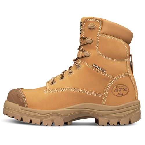 Oliver 150mm Side Zip Lace Up Work Safety Boots - Wheat
