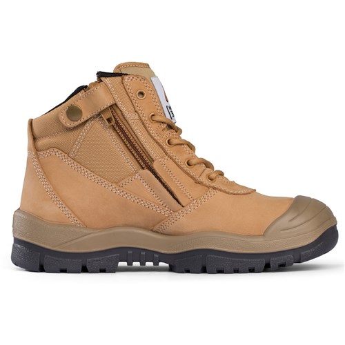 MONGREL 'SC' Series Side Zip Lace Up Work Safety Boots - Wheat