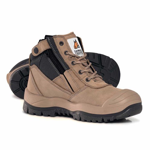 Mongrel Side Zip Lace Up Work Boot - Stone