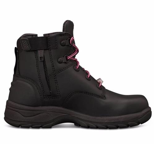Oliver Women's Side Zip Lace Up Work Safety Boots - Black