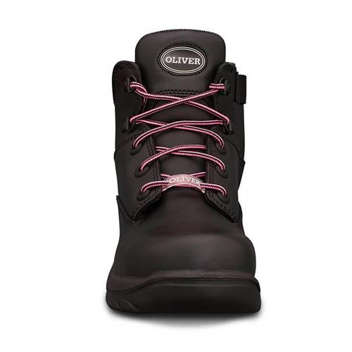 Oliver Women's Side Zip Lace Up Work Safety Boots - Black