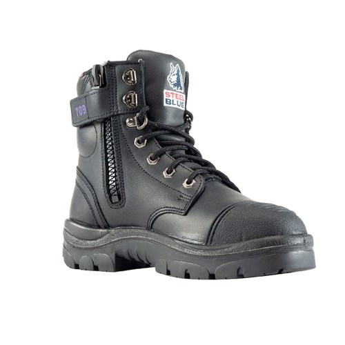 Steel Blue Women's Argyle Zip Steel Toe Scuff Cap Safety Boots - Black