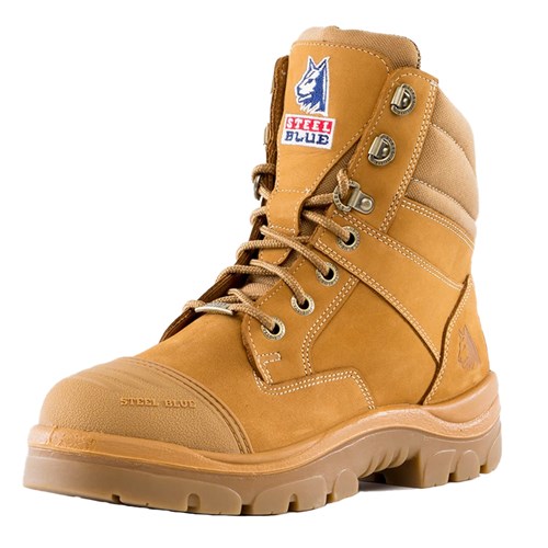 Steel Blue Southern Cross® Side Zip Steel Toe Scuff Cap Women's Lace Up Safety Work Safety Boots - Wheat 