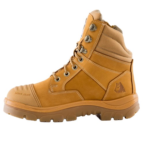 Steel Blue Southern Cross® Side Zip Steel Toe Scuff Cap Women's Lace Up Safety Work Safety Boots - Wheat 