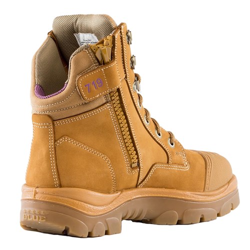 Steel Blue Southern Cross® Side Zip Steel Toe Scuff Cap Women's Lace Up Safety Work Safety Boots - Wheat 