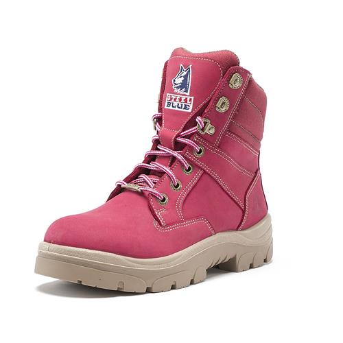 Steel Blue Southern Cross® Side Zip Steel Toe Women's  Lace Up Safety Boots - Pink