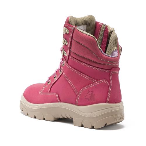 Steel Blue Southern Cross® Side Zip Steel Toe Women's  Lace Up Safety Boots - Pink