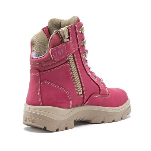 Steel Blue Southern Cross® Side Zip Steel Toe Women's  Lace Up Safety Boots - Pink