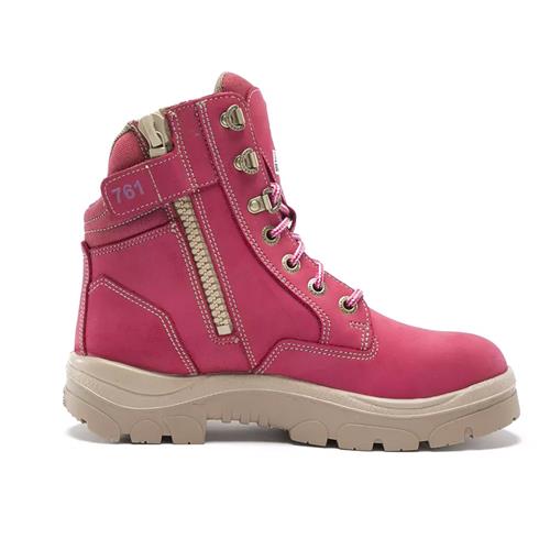 Steel Blue Southern Cross® Side Zip Steel Toe Women's  Lace Up Safety Boots - Pink