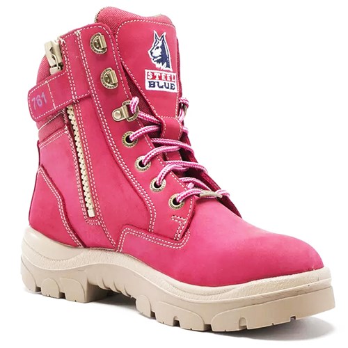 Steel Blue Southern Cross® Side Zip Steel Toe Women's  Lace Up Safety Boots - Pink