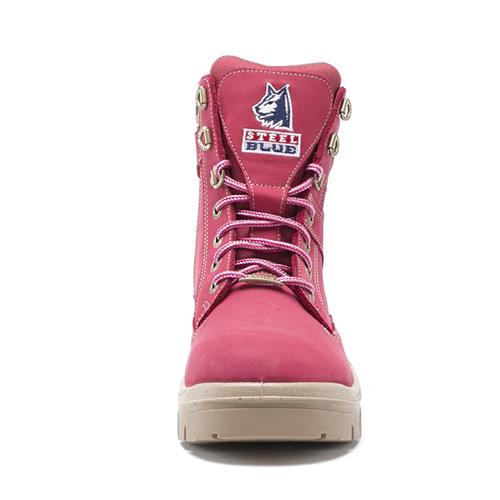 Steel Blue Southern Cross® Side Zip Steel Toe Women's  Lace Up Safety Boots - Pink