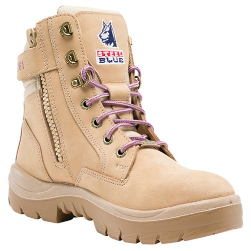 Steel Blue Southern Cross® Side Zip Steel Toe Women's  Lace Up Safety Boots - Wheat