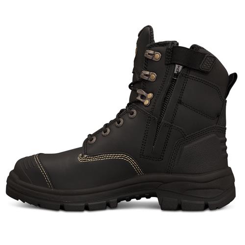 Oliver 150mm Side Zip Lace Up Work Safety Boots - Black