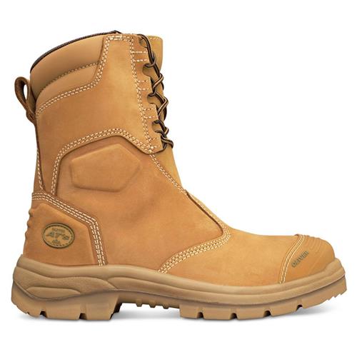 Oliver 200mm Hi-Leg Side Zip Lace Up Work Safety Boots - Wheat