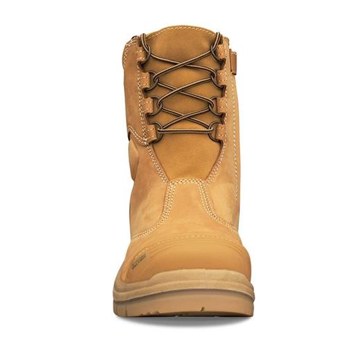 Oliver 200mm Hi-Leg Side Zip Lace Up Work Safety Boots - Wheat