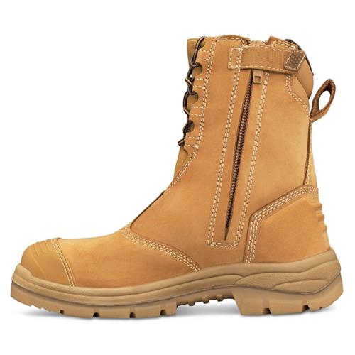 Oliver 200mm Hi-Leg Side Zip Lace Up Work Safety Boots - Wheat