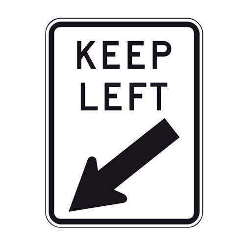 Keep Left Arrow 450x600mm Metal Traffic Sign R2-3AL