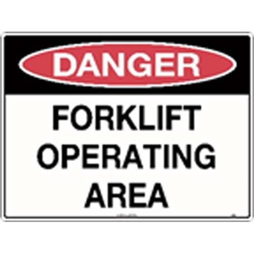 216MM 25D-LM Sign Danger Forklift Operating Area Metal 300x225
