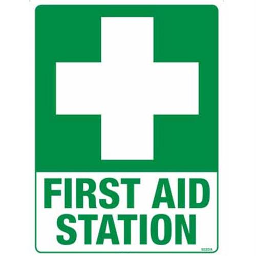 502MP 75E-LP Sign First Aid Station Poly 300x225