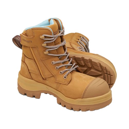 Blundstone #8860 Womens Rotoflex Side Zip Lace Up Work Safety Boots - Wheat
