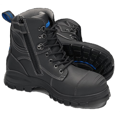 Blundstone #997 Unisex Side Zip Lace Up Work Safety Boots - Black
