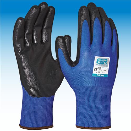 Blue Rapta 'CRUDE' General Purpose Flat Nitrile Palm Gloves BRCRUDE