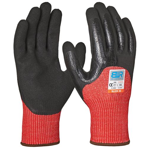 Blue Rapta 'SLICK X5' Cut Resistant ¾ Nitrile Coat w/ Sandy Palm Gloves 