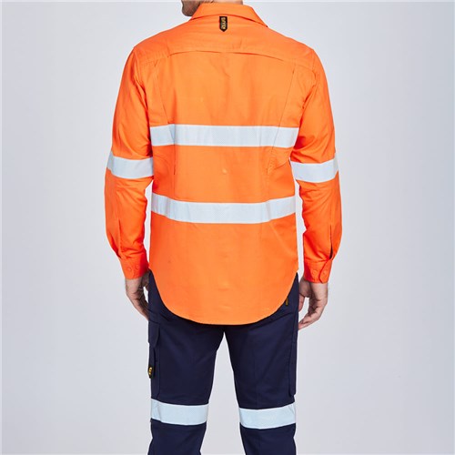 ELEVEN Workwear Hi-Vis 3M™ Taped Long Sleeve Drill Shirt Rear