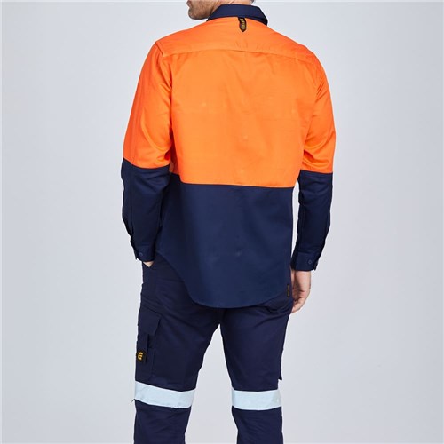 ELEVEN Workwear AEROCOOL Spliced Hi-Vis Feather Drill Shirt Lifestyle rear