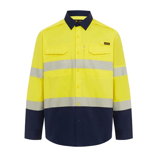 ELEVEN Workwear AntiOdour Taped L/S Shirt - Yellow/Navy