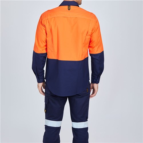 ELEVEN Workwear AEROCOOL Spliced Hi-Vis L/S Shirt Rear