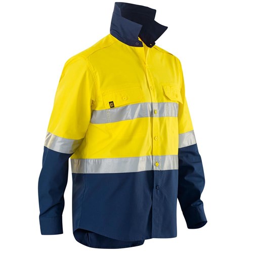 ELEVEN Workwear AEROCOOL Spliced Hi-Vis 3M™ 'Hoop' Taped Cotton Ripstop L/S Shirt