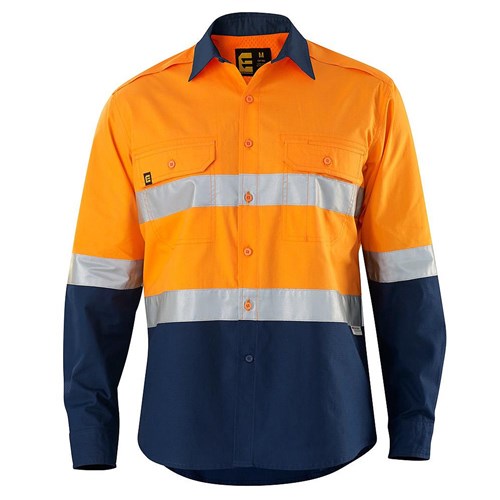 ELEVEN Workwear AEROCOOL Spliced Hi-Vis 3M™ 'Hoop' Taped Cotton Ripstop L/S Shirt
