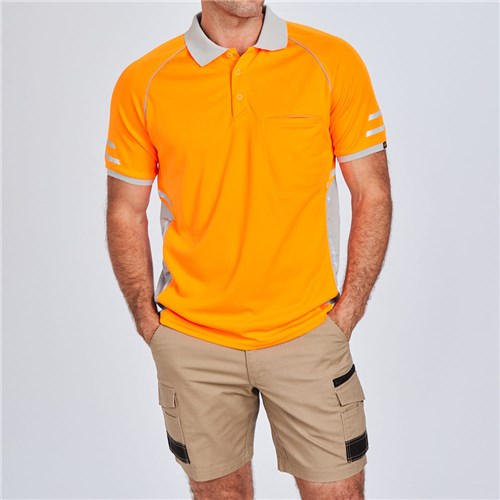 ELEVEN Workwear AEROCOOL Hi-Vis Polo Shirt - Orange Lifestyle Front
