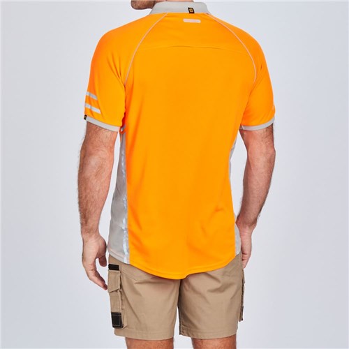 ELEVEN Workwear AEROCOOL Hi-Vis Polo Shirt - Orange Lifestyle Rear
