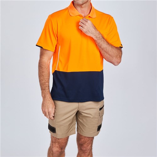 ELEVEN Workwear AEROCHILL Spliced Hi-Vis S/S Polo Front
